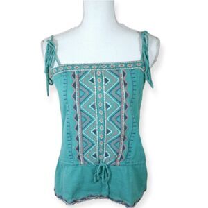 FOREVER 21 BOHO-INSPIRED TURQUOISE & PINK TOP SZ.S GUC